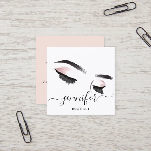 Berufliche Boutique Makeup Eyelashes Quadratische Visitenkarte (Vorderseite/Rückseite Beispiel)