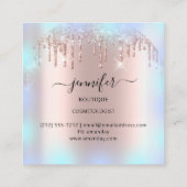 Berufliche Boutique Shop Blaue Rose Berry Tropfen Quadratische Visitenkarte (Rückseite)