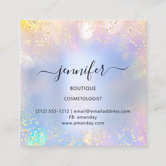 Berufliche Boutique Shop Blue GlitterHolograph3D Quadratische Visitenkarte (Rückseite)