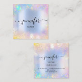 Berufliche Boutique Shop Blue Glitzer Holograph Quadratische Visitenkarte (Vorne/Hinten)