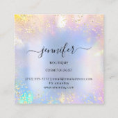 Berufliche Boutique Shop Blue Glitzer Holograph Quadratische Visitenkarte (Rückseite)
