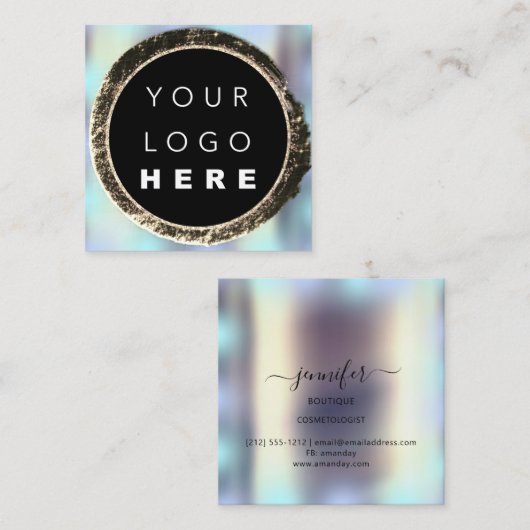 Berufliche Boutique Shop Blue Gold Logo Quadratische Visitenkarte (Vorne/Hinten)