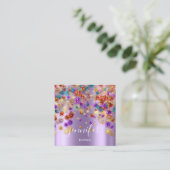 Berufliche Boutique Shop Eventplaner Lila Quadratische Visitenkarte (Stehend Vorderseite)