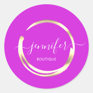 Berufliche Boutique Shop Fuchsia Gold Circle Runder Aufkleber