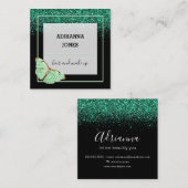 Berufliche Boutique Shop Glitzer Butterfly Quadratische Visitenkarte (Vorne/Hinten)