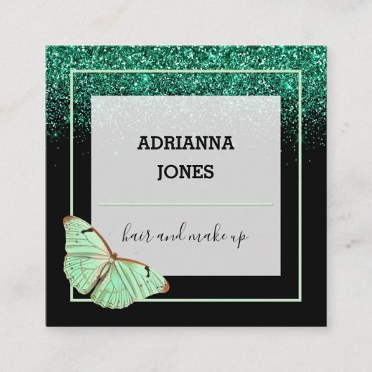 Berufliche Boutique Shop Glitzer Butterfly Quadratische Visitenkarte (Vorderseite)