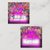 Berufliche Boutique Shop Glitzer Confetti Pink Quadratische Visitenkarte (Vorne/Hinten)
