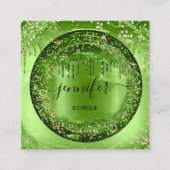 Berufliche Boutique Shop Glitzer Green Gold Quadratische Visitenkarte (Vorderseite)