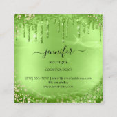 Berufliche Boutique Shop Glitzer Green Gold Quadratische Visitenkarte (Rückseite)