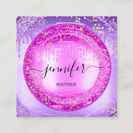 Berufliche Boutique Shop Glitzer Lila rosa Quadratische Visitenkarte