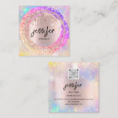 Berufliche Boutique Shop Glitzer Pink QRCodeLogo Quadratische Visitenkarte (Vorne/Hinten)