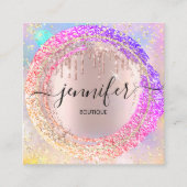 Berufliche Boutique Shop Glitzer Rosa Farbe Quadratische Visitenkarte (Vorderseite)