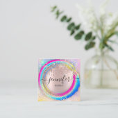 Berufliche Boutique Shop Glitzer Rosa Regenbogen Quadratische Visitenkarte (Stehend Vorderseite)