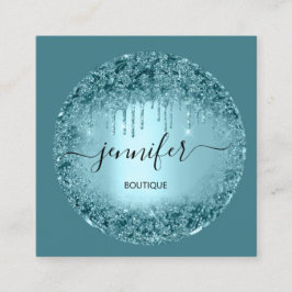 Berufliche Boutique Shop Glitzer Rose Aquamarin Bl Quadratische Visitenkarte