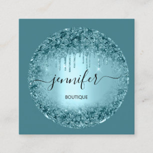 Berufliche Boutique Shop Glitzer Rose Aquamarin Bl Quadratische Visitenkarte