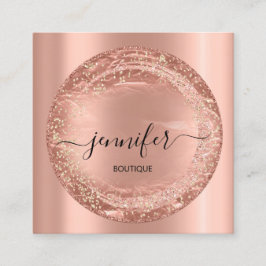 Berufliche Boutique Shop Glitzer Rose Gold Quadratische Visitenkarte