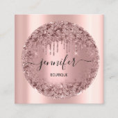 Berufliche Boutique Shop Glitzer Rose Rosa Quadratische Visitenkarte (Vorderseite)