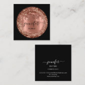 Berufliche Boutique Shop Glitzer Tropfen Braun Ros Quadratische Visitenkarte (Vorne/Hinten)