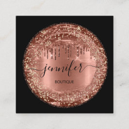 Berufliche Boutique Shop Glitzer Tropfen Braun Ros Quadratische Visitenkarte