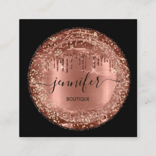 Berufliche Boutique Shop Glitzer Tropfen Braun Ros Quadratische Visitenkarte