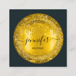 Berufliche Boutique Shop Glitzer Tropfen Gold Grau Quadratische Visitenkarte