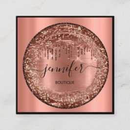 Berufliche Boutique Shop Glitzer Tropfen Rose Gold Quadratische Visitenkarte