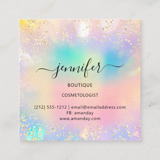 Berufliche Boutique Shop Gold Glitzer Quadratische Visitenkarte (Rückseite)