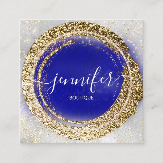 Berufliche Boutique Shop Gold Royal Blue Silver Quadratische Visitenkarte (Vorderseite)