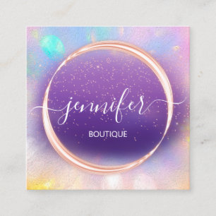 Berufliche Boutique Shop Holograph Rose Lila Quadratische Visitenkarte