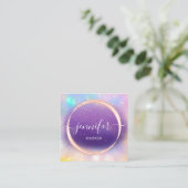 Berufliche Boutique Shop Holograph Rose Lila Quadratische Visitenkarte (Stehend Vorderseite)