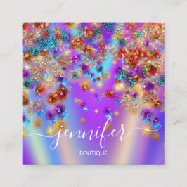 Berufliche Boutique Shop Holographic Confetti Sq Quadratische Visitenkarte