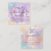 Berufliche Boutique Shop Lila Herzklograph Quadratische Visitenkarte (Vorne/Hinten)