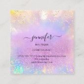 Berufliche Boutique Shop Lila Holograph Quadratische Visitenkarte (Rückseite)