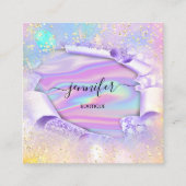 Berufliche Boutique Shop Name Glitzer HolographB Quadratische Visitenkarte (Vorderseite)