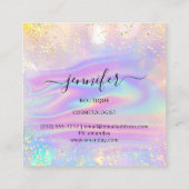Berufliche Boutique Shop Name Glitzer HolographB Quadratische Visitenkarte (Rückseite)