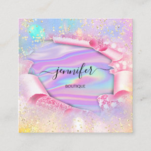 Berufliche Boutique Shop Name Glitzer Quadratische Visitenkarte