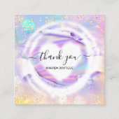 Berufliche Boutique Shop Name Herz-Holografie Quadratische Visitenkarte (Vorderseite)