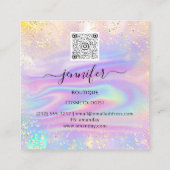 Berufliche Boutique Shop Name Herz-Holografie Quadratische Visitenkarte (Rückseite)