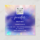 Berufliche Boutique Shop Navy Heart Holograph Quadratische Visitenkarte (Rückseite)