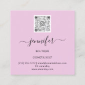 Berufliche Boutique Shop Purple Flowers QR Logo Quadratische Visitenkarte (Rückseite)