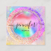 Berufliche Boutique Shop Rainbow Holograph Quadratische Visitenkarte (Vorderseite)