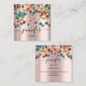 Berufliche Boutique Shop Rose Confetti Aquamarin Quadratische Visitenkarte (Vorne/Hinten)