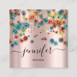 Berufliche Boutique Shop Rose Confetti Aquamarin Quadratische Visitenkarte