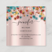 Berufliche Boutique Shop Rose Confetti Aquamarin Quadratische Visitenkarte (Rückseite)