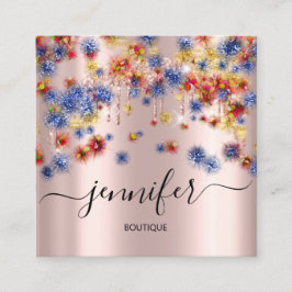 Berufliche Boutique Shop Rose Confetti Glitzer Quadratische Visitenkarte