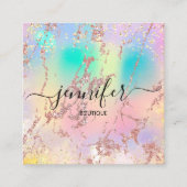 Berufliche Boutique Shop Rose Holograph Blush Quadratische Visitenkarte (Vorderseite)