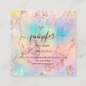 Berufliche Boutique Shop Rose Holograph Blush Quadratische Visitenkarte (Rückseite)