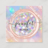 Berufliche Boutique Shop Schönheit Glam Holograph Quadratische Visitenkarte (Vorderseite)