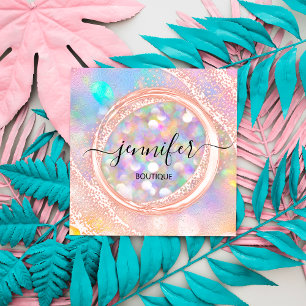 Berufliche Boutique Shop Schönheit Glam Holograph Quadratische Visitenkarte