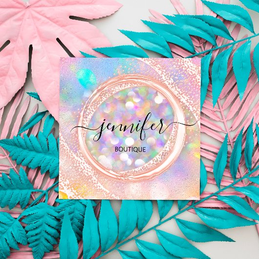 Berufliche Boutique Shop Schönheit Glam Holograph Quadratische Visitenkarte